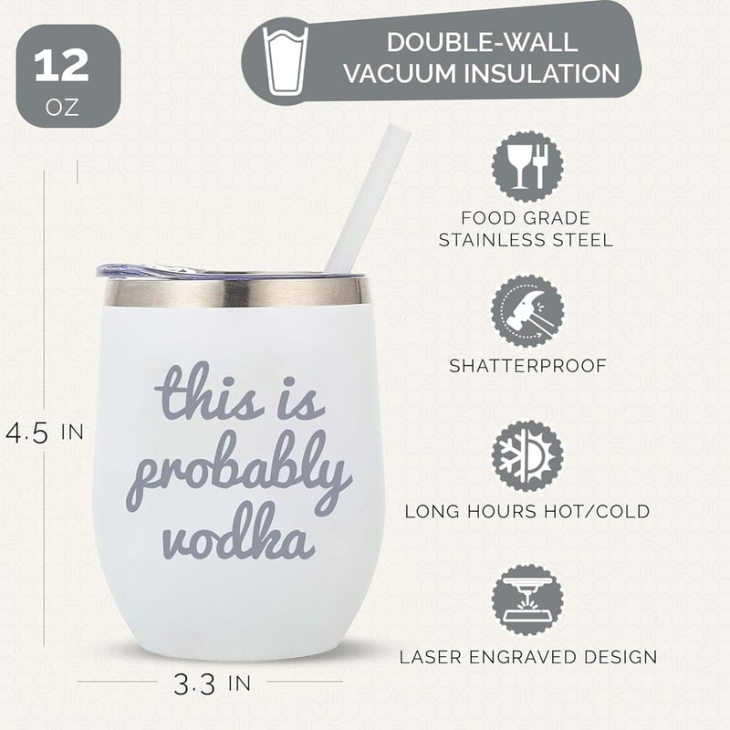 Birthday Stainless Steel Wine Tumbler, 12oz Engraved Gift