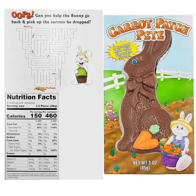 Easter Chocolate Bunny Treat, Solid Milk Chocolate, 3oz
