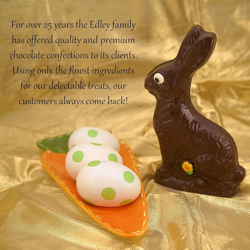 Easter Chocolate Bunny - Solid Dark Chocolate, 8 oz, Gift-Ready