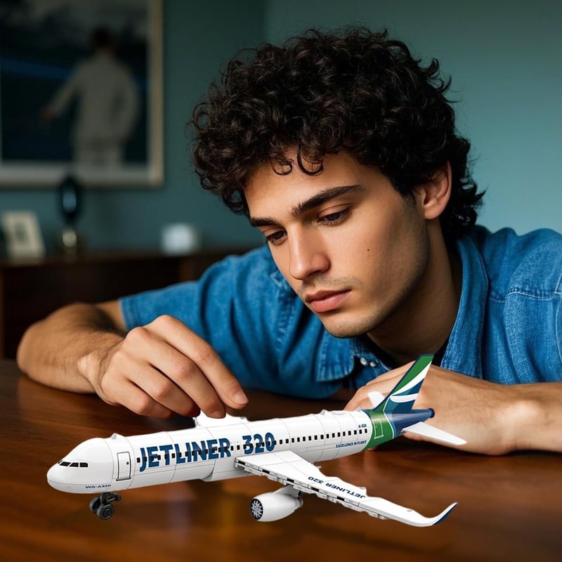 Airbus A320 Building Blocks Toy, 129 Pieces, Kids & Adults Gift
