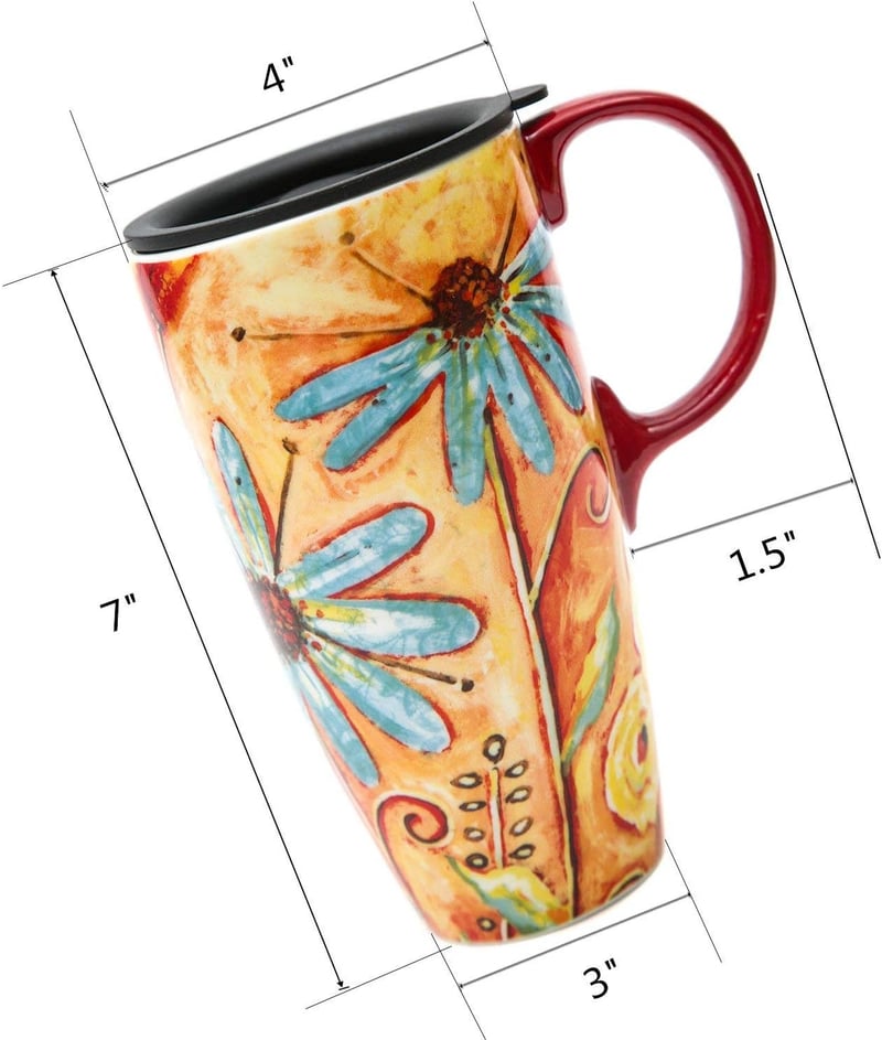 17 oz Ceramic Travel Mugs with Sealed Lids, Set of 2
