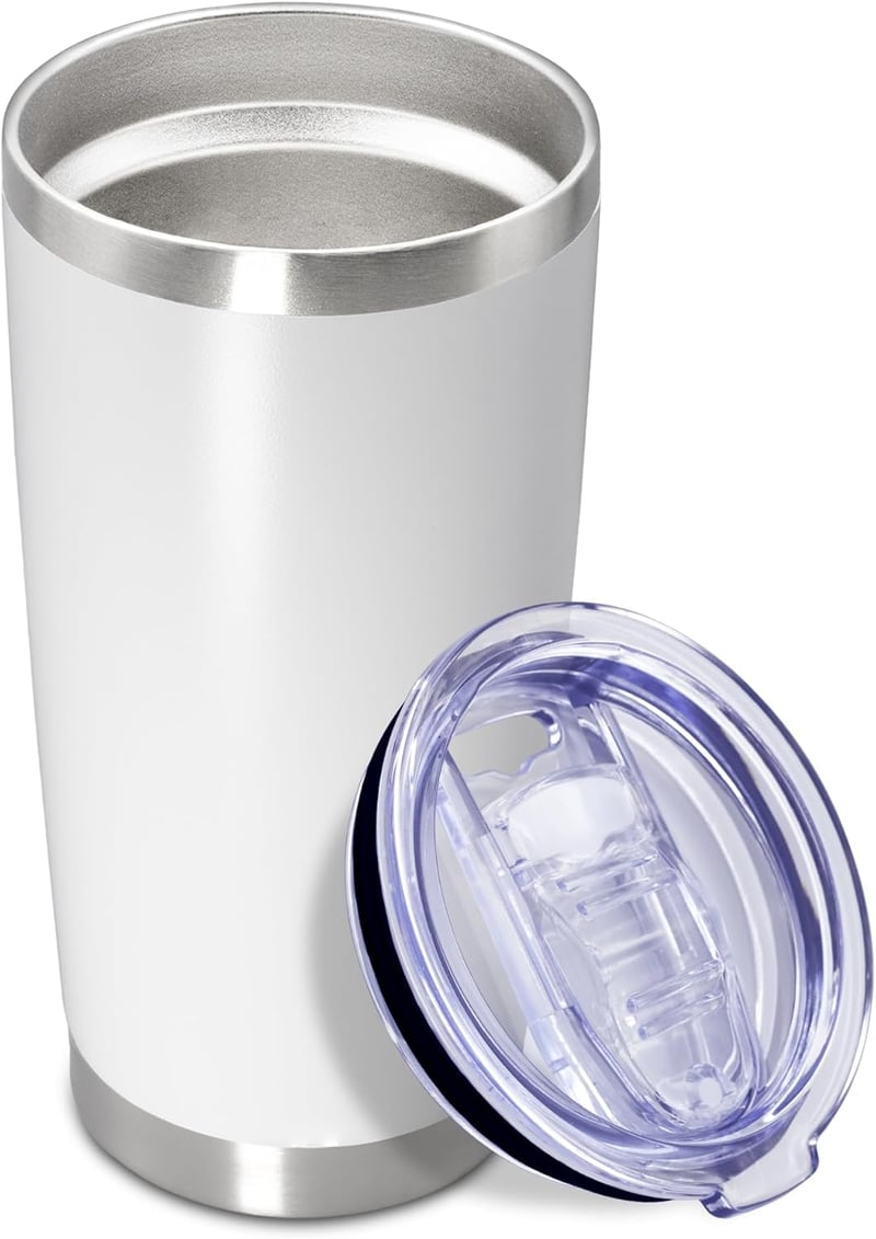 20 oz White Stainless Steel Insulated Tumbler with Lid