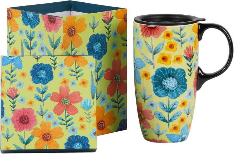 Green Ceramic Coffee Mug, 17oz with Gift Box