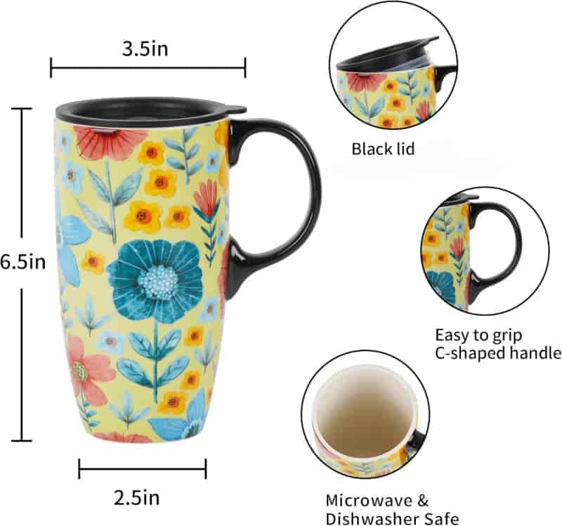 Green Ceramic Coffee Mug, 17oz with Gift Box