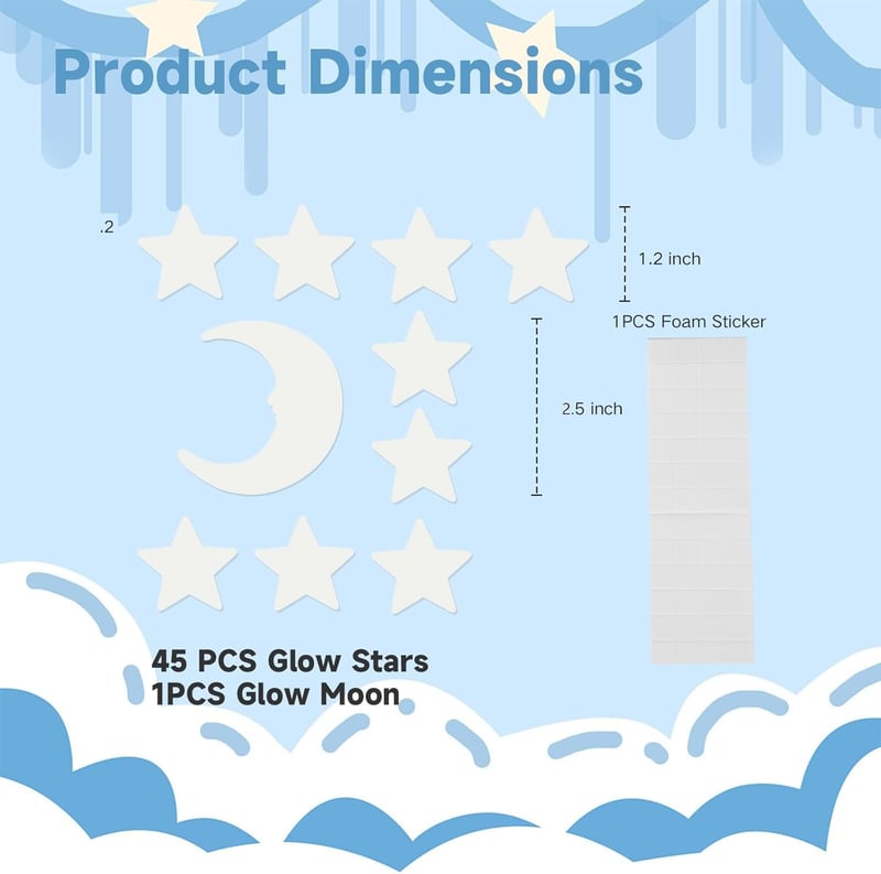 Birthday Glow-in-Dark Star & Moon Stickers (Green)