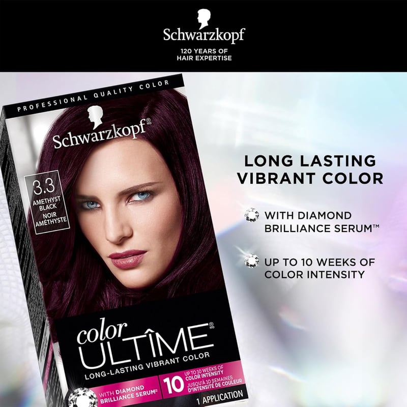 Amethyst Black Permanent Hair Dye, 10-Week Fade Resistance