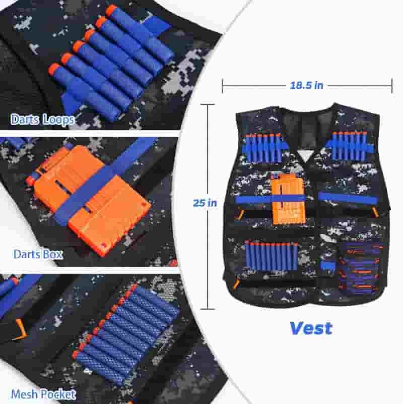 Kids Tactical Nerf Vest Kit with Refill Darts and Gear