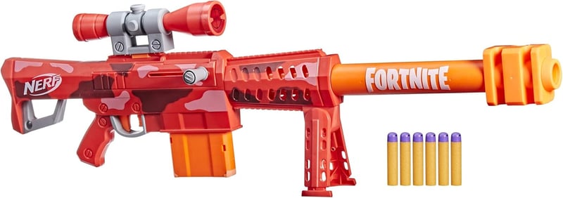 Fortnite NERF Heavy SR Blaster with Scope and 6 Mega Darts