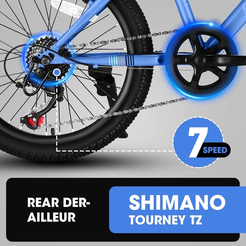 20-Inch 7-Speed Kids' Mountain Bike for Ages 6-12