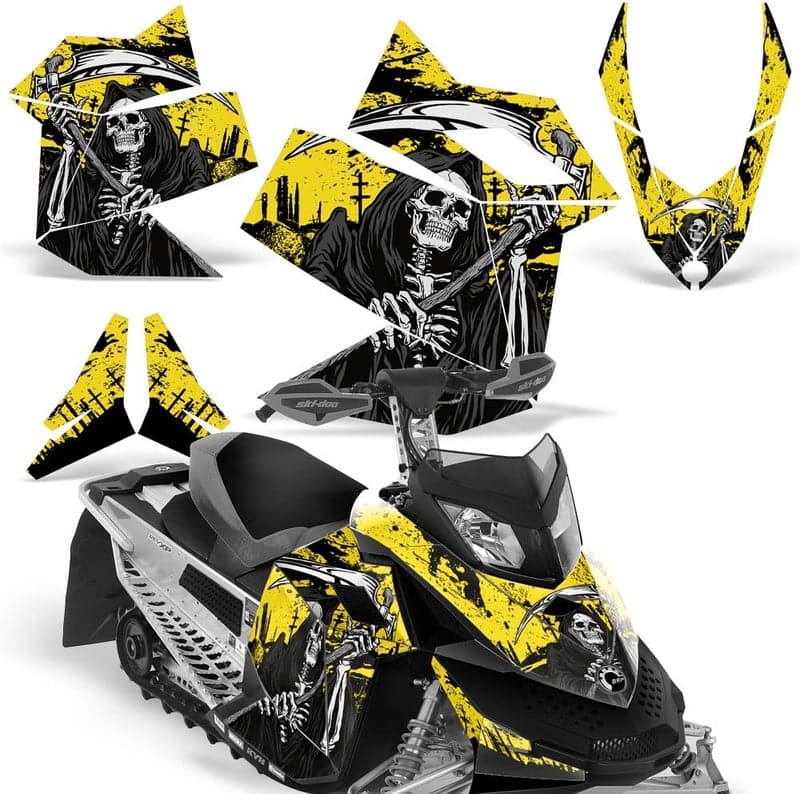 Yellow Reaper V2 Snowmobile Decal Kit for Ski-Doo Rev XP (2008-2012)