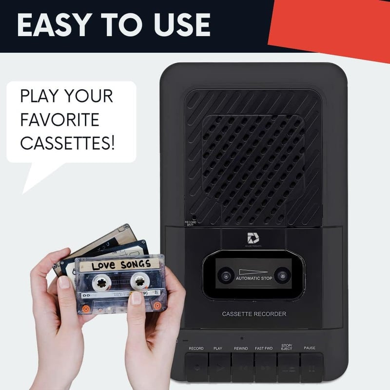 Cassette Player with Recording & Built-in Speaker