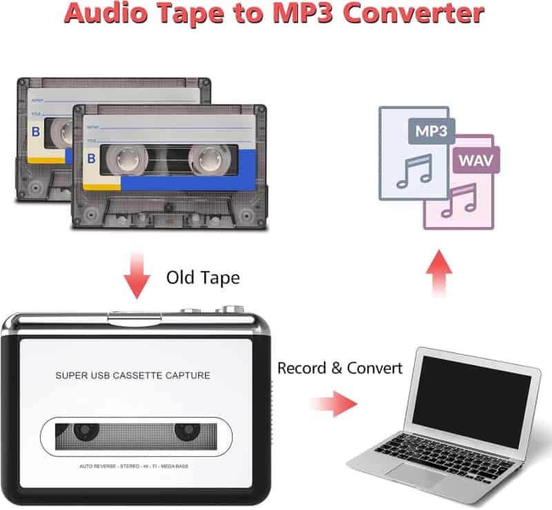 Cassette to MP3 Converter with Earphone - Silver