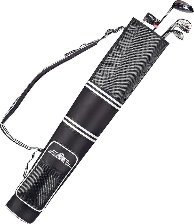 Golf Sunday Bag with 6 Pockets & Adjustable Strap for 3-9 Clubs