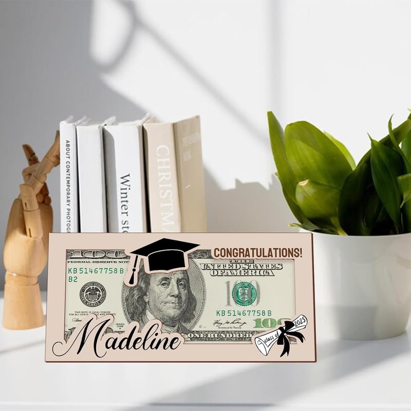 Graduation Money Holder 2025, Personalized Wooden Card Box