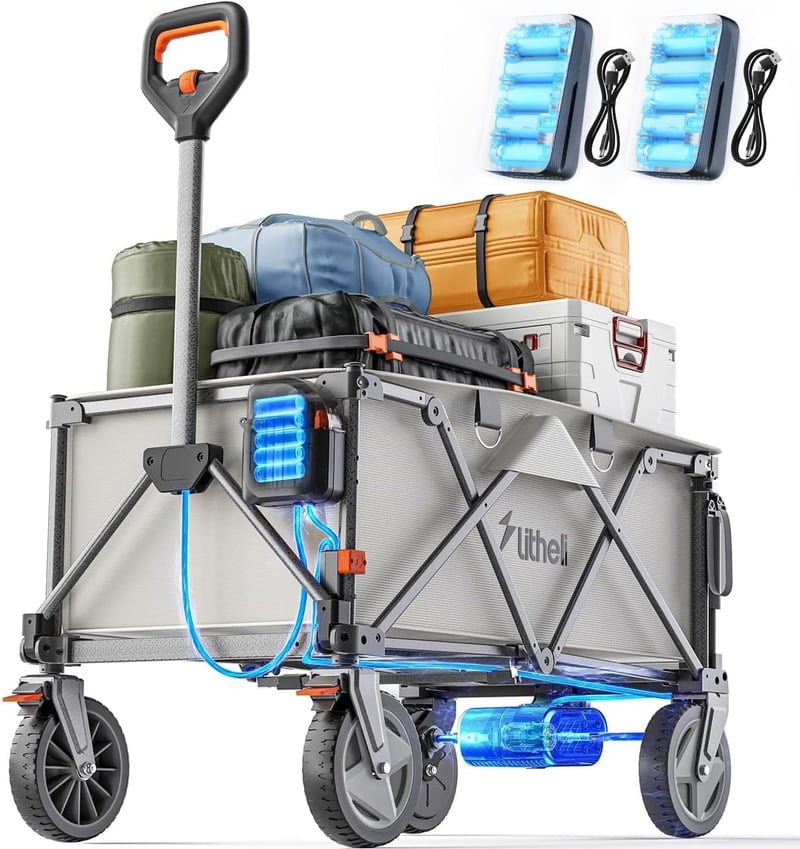 Foldable Electric Wagon Cart - Heavy Duty, 200L, All-Terrain Wheels