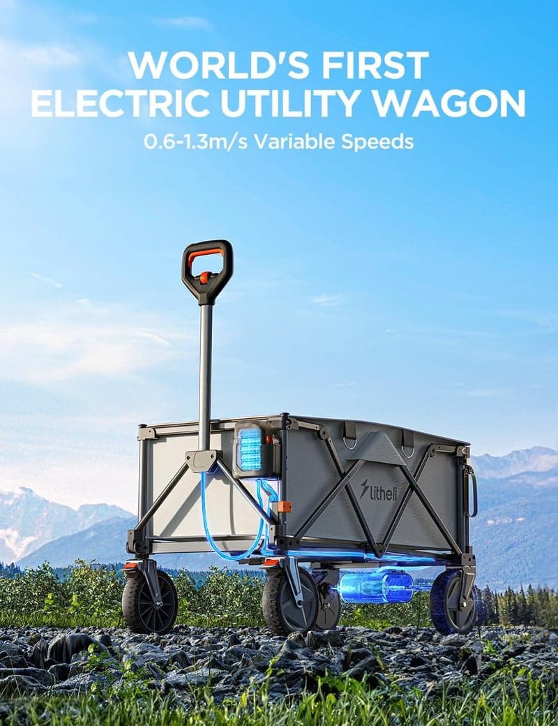 Foldable Electric Wagon Cart - Heavy Duty, 200L, All-Terrain Wheels