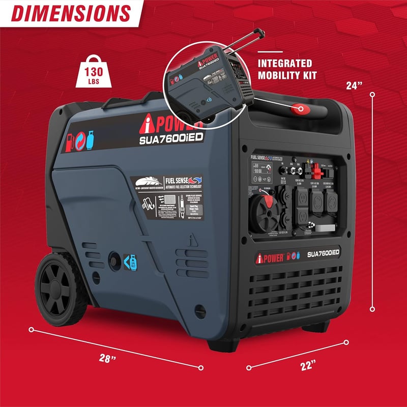 7600W Dual Fuel Inverter Generator with CO Sensor for RV & Camping