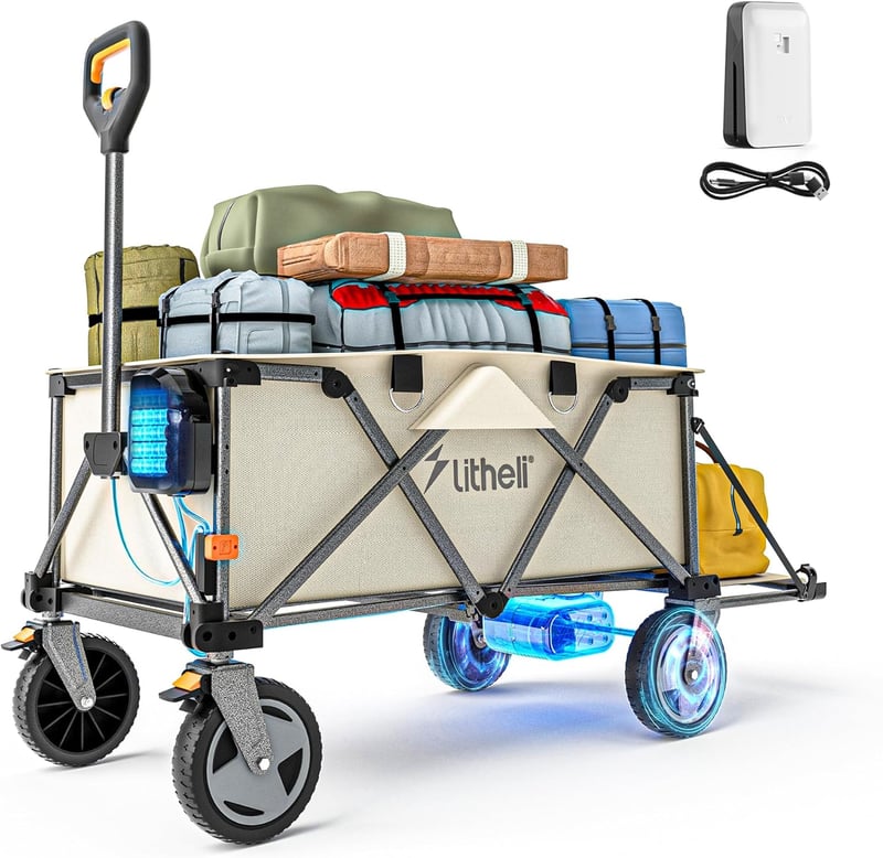 Electric Utility Wagon with All-Terrain Wheels for Outdoor Use
