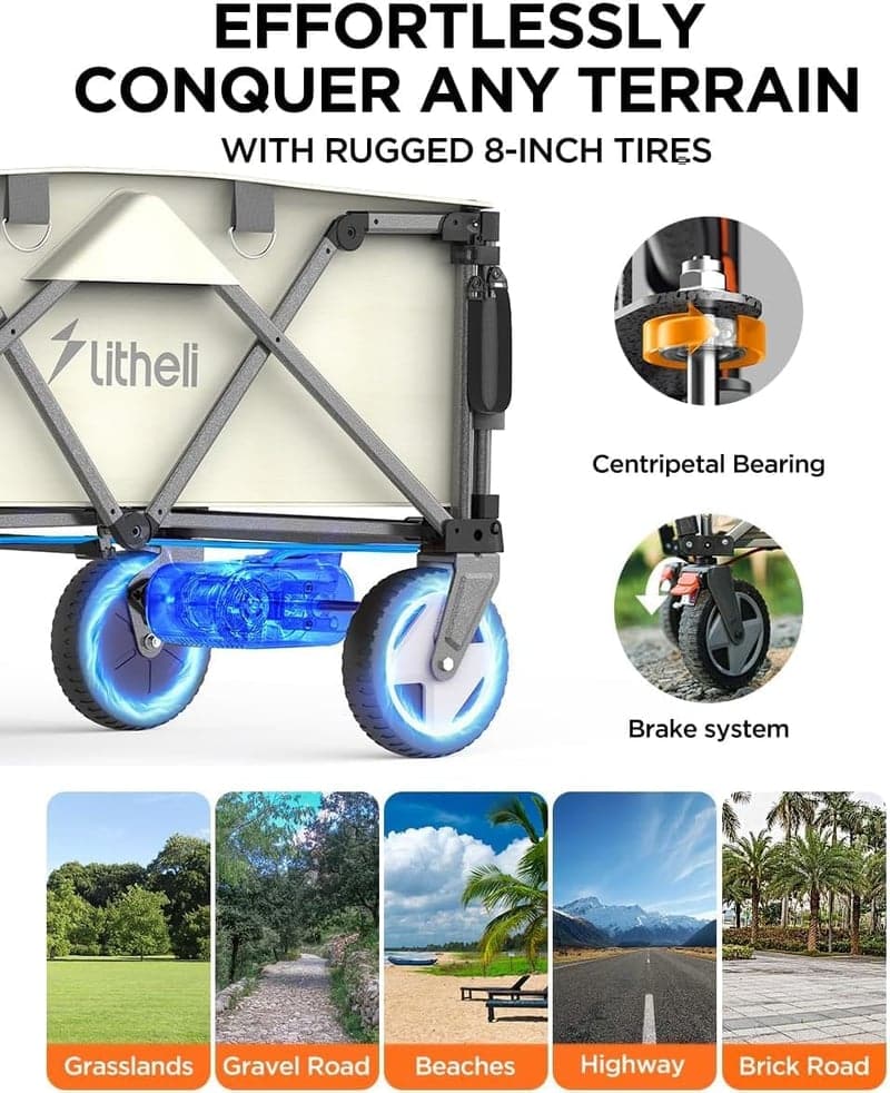 Electric Utility Wagon with All-Terrain Wheels for Outdoor Use