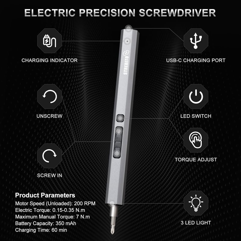 Mini Electric Screwdriver Set, Cordless Rechargeable Repair Kit