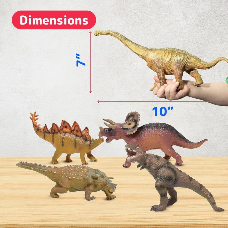 Jumbo Dinosaur Toys Set – 5-Piece Hand-Painted Figures for Kids