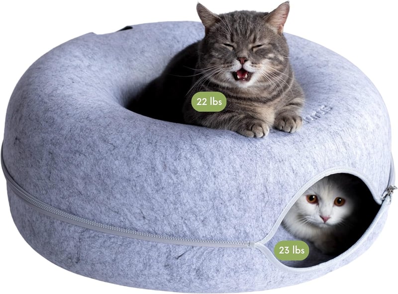 Peekaboo Cat Cave Tunnel Bed for Large Cats, Washable & Detachable