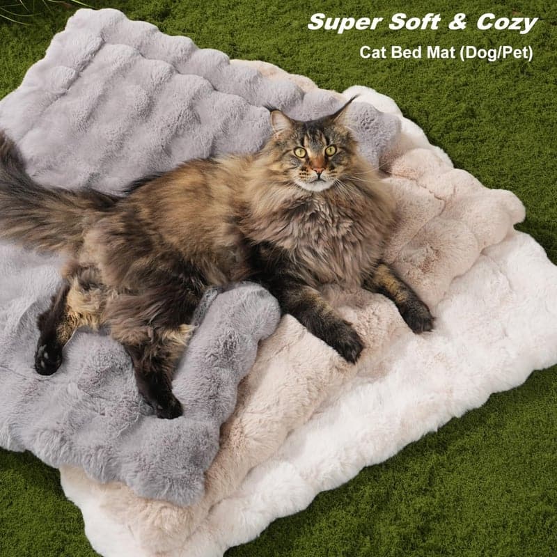 Plush Cat Bed with Non-Slip Bottom, Faux Fur, Washable, Medium
