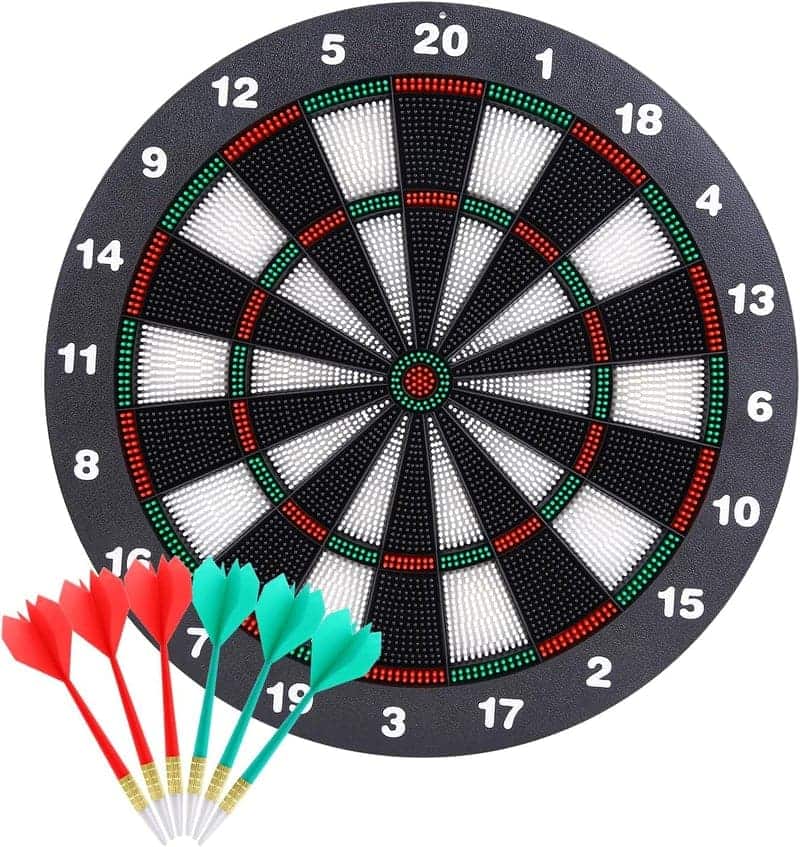 16-Inch Rubber Dartboard with 6 Soft Tip Darts for Parties