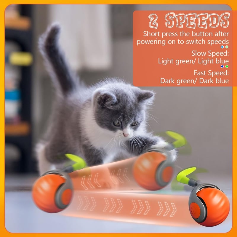 Interactive Orange Cat Ball Toy with Speeds & Tails