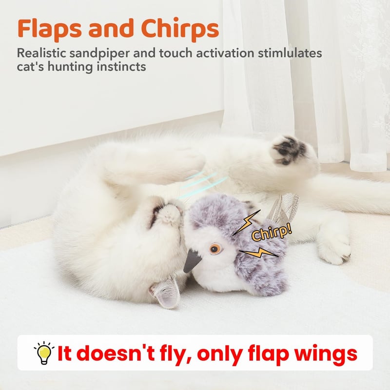 Cat Exercise Toys: Rechargeable Flapping Bird with Chirp