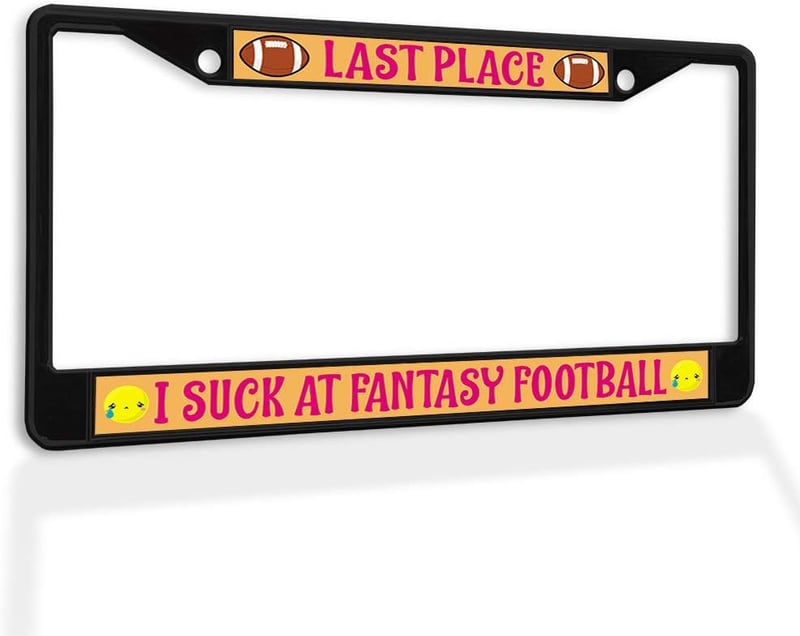 Fantasy Football Last Place License Plate Frame - Black, Weatherproof