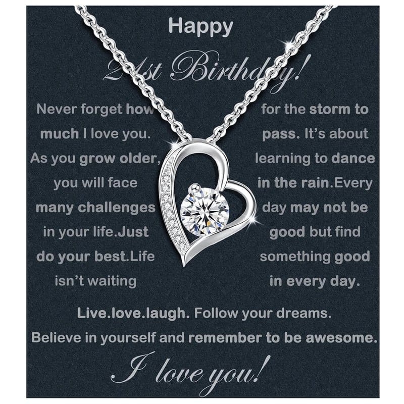 21st Birthday Sterling Silver Necklace with Message Card