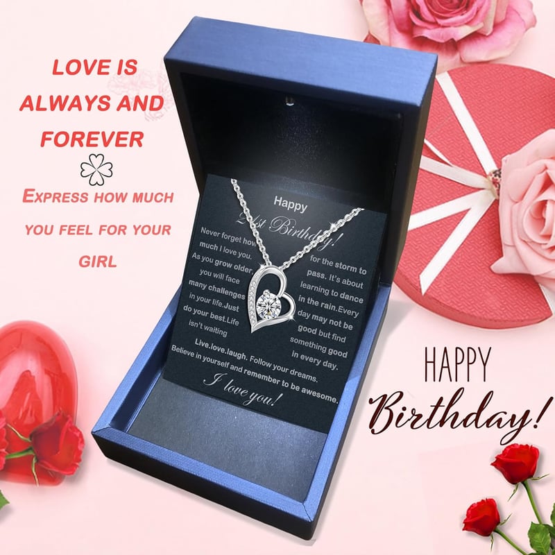 21st Birthday Sterling Silver Necklace with Message Card