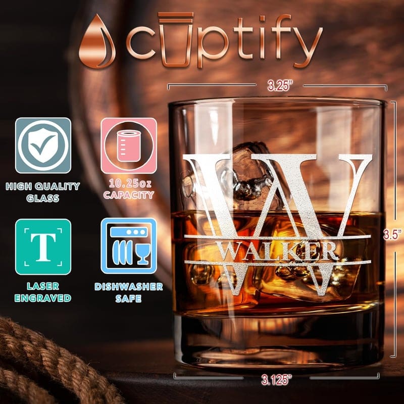 Custom Monogram Whiskey Glass Set for Men