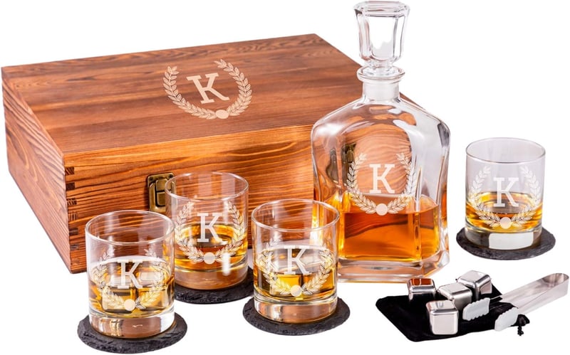 Personalized Decanter Set with Glasses & Stones for Men