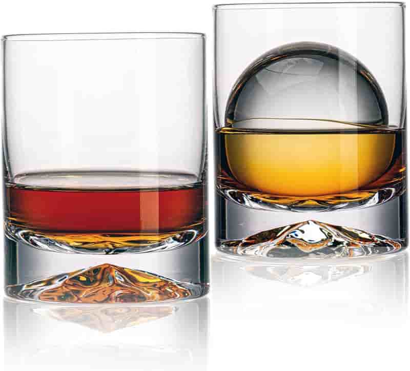 12oz Hand-Blown Crystal Whiskey Glasses, Set of 2