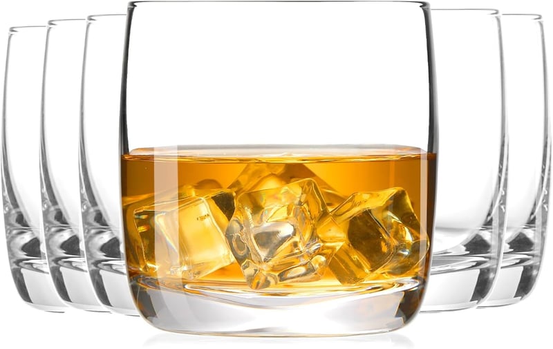 Premium Crystal Whiskey Glasses Set, 10.5 oz, Dishwasher Safe
