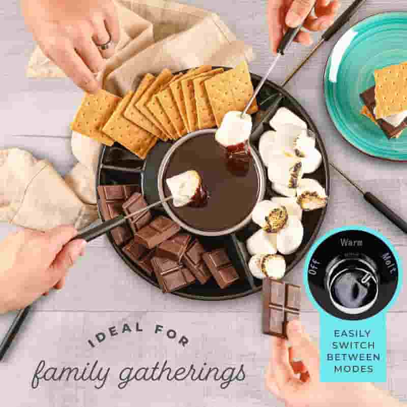 Electric Fondue Pot Set with Serving Trays & Forks - Date Night Gift