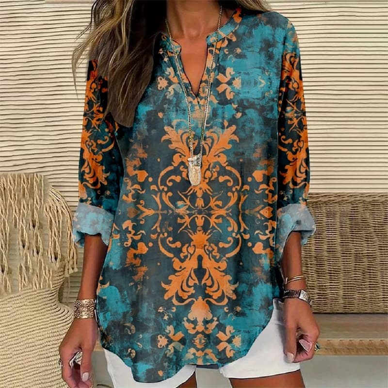 Women's Floral V-Neck Lightweight Blouse