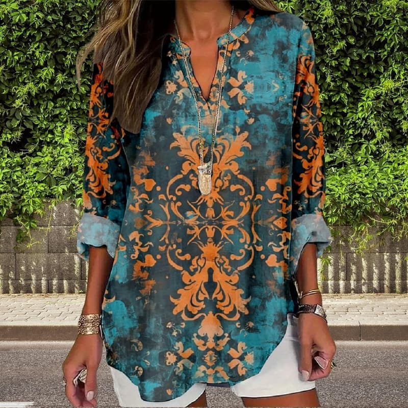 Women's Floral V-Neck Lightweight Blouse