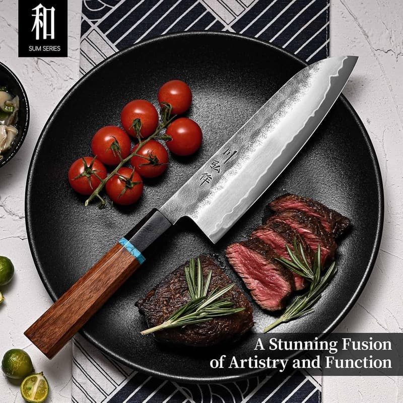 Japanese Santoku Chef Knife, VG10 Steel, Exotic Wood Handle