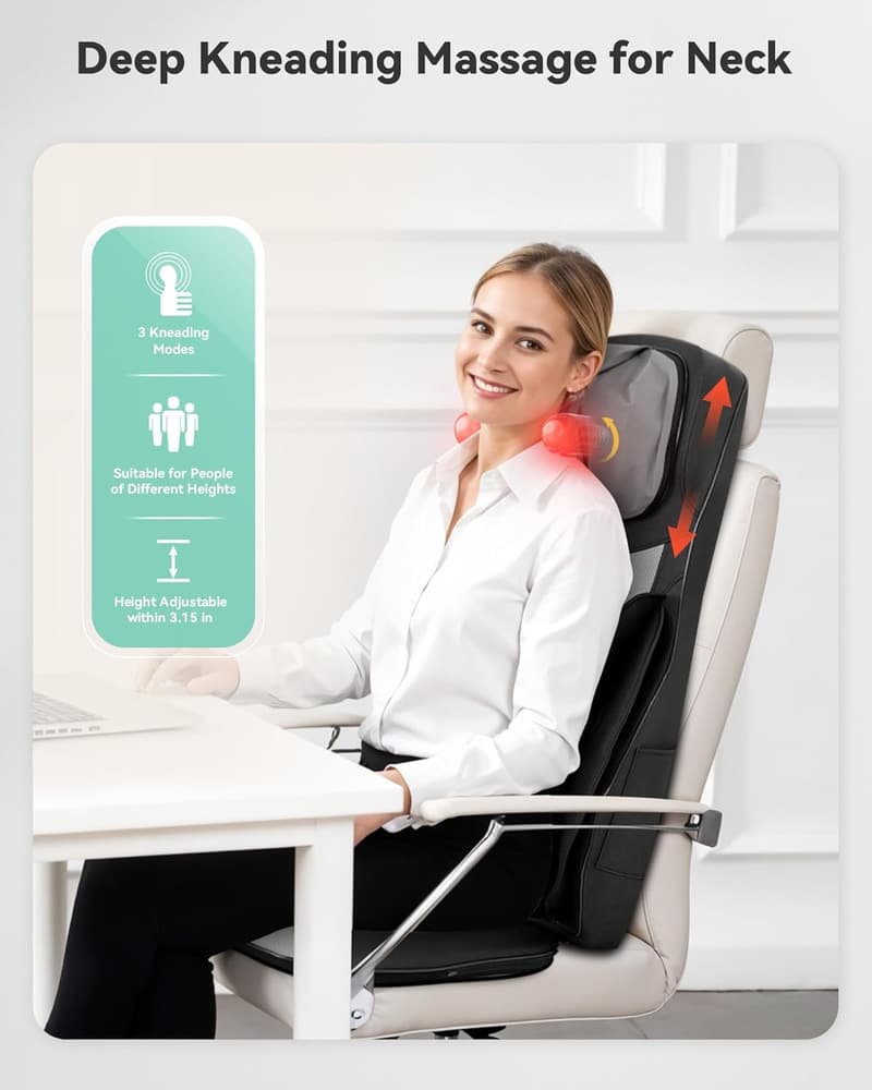 Shiatsu Neck & Back Massager with Heat - Office/Home Use