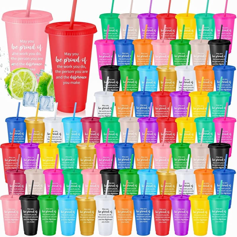 Employee Thank You Tumblers, 24 oz Colorful Cups Set