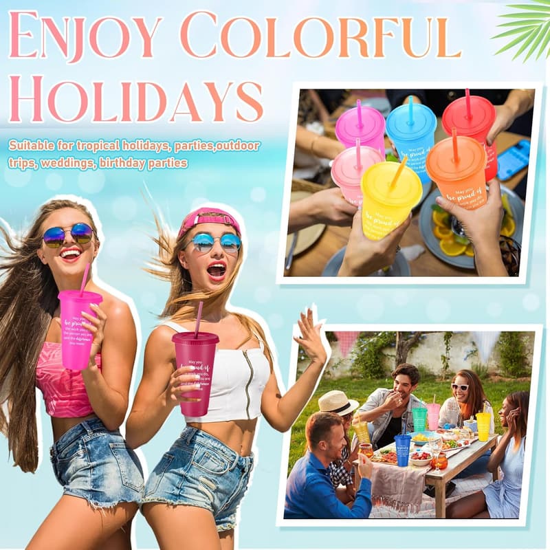 Employee Thank You Tumblers, 24 oz Colorful Cups Set