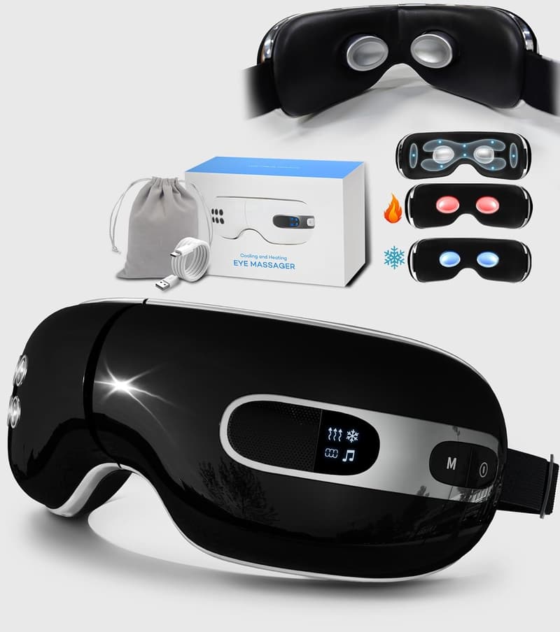 Mother's Day Eye Massager with Heat and Cooling (Black)