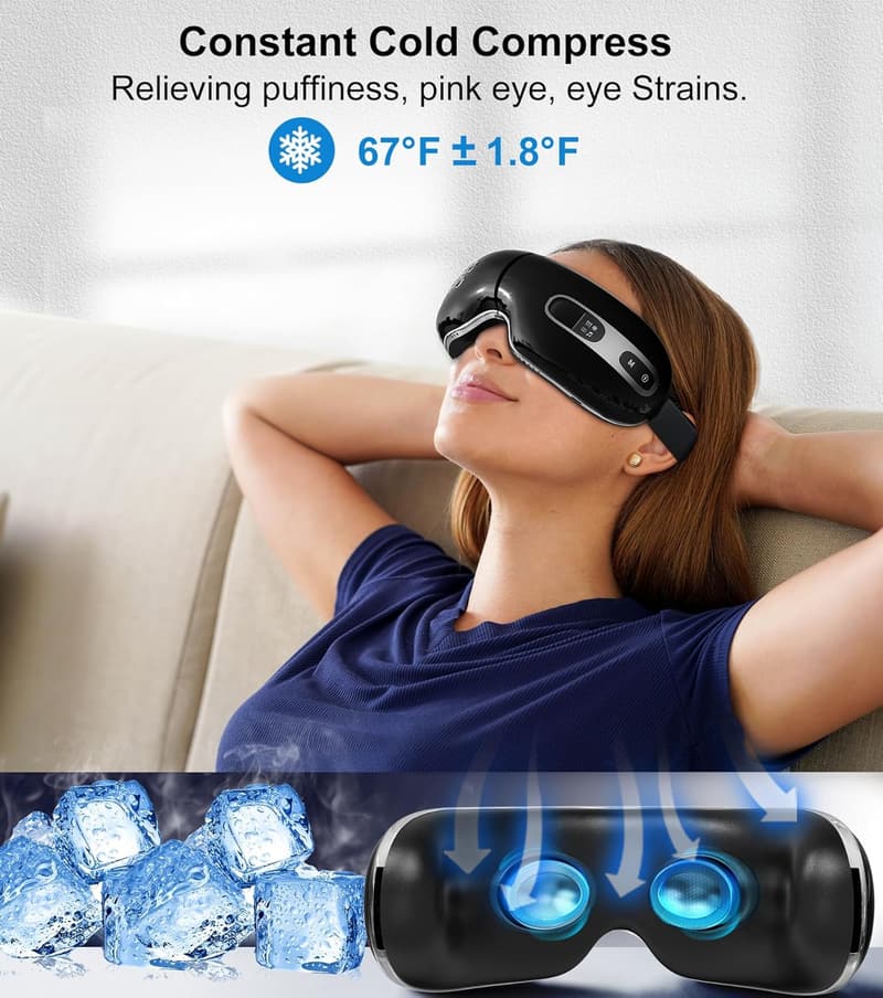 Mother's Day Eye Massager with Heat and Cooling (Black)