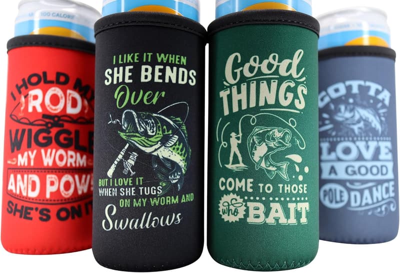 Fishing Slim Can Cooler - Fun Gift for Dad Fishermen