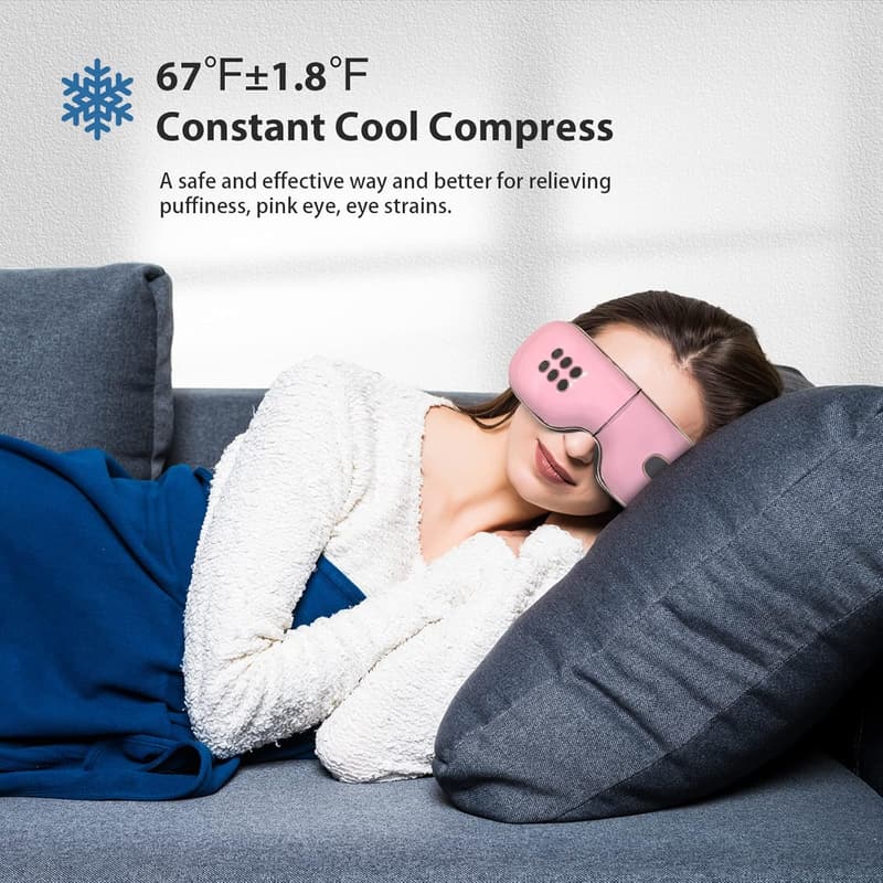 Heated Eye Massager for Migraine Relief, Pink