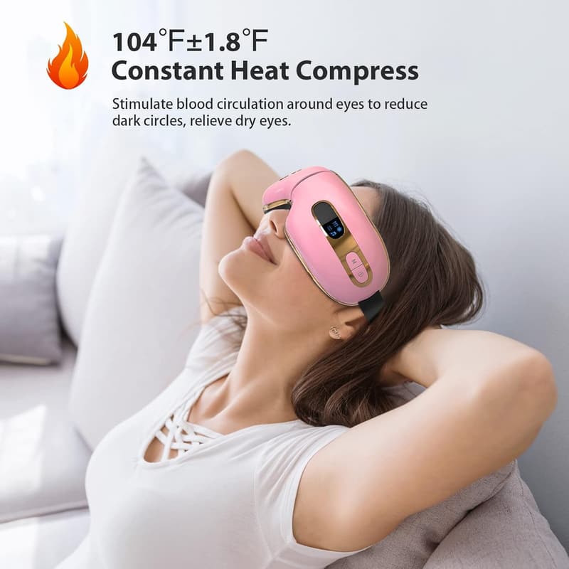 Heated Eye Massager for Migraine Relief, Pink