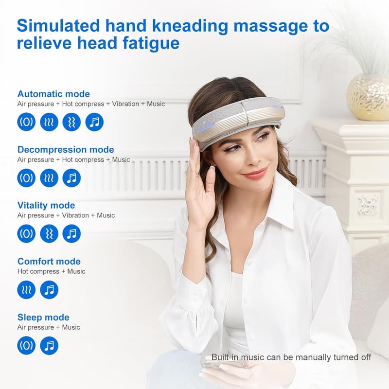 Electric Head Massager with Heat & Bluetooth